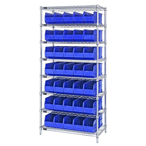 Quantum Storage Systems Stackable Shelf Bin Steel Shelving Systems WR8-441BL